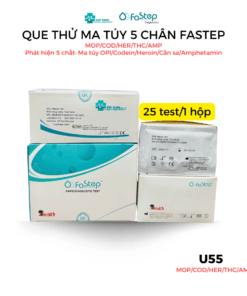 Que thử ma túy tổng hợp 5 chân (MOP/COD/HER/THC/AMP) Fastep (Hộp 25 test)